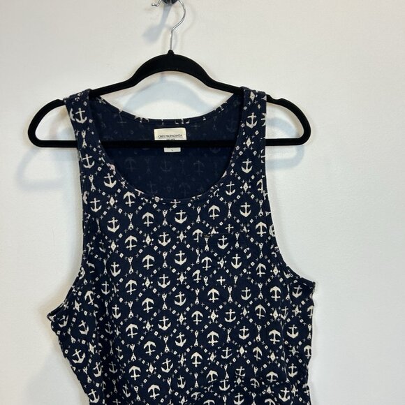 OBEY Propaganda Tank Top Pullover Top Mens Large 100% Cotton Anchor Print Navy - Picture 2 of 9